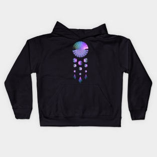 Dream Catcher | Nebula Graphs Pink Blue Green (Black) Kids Hoodie